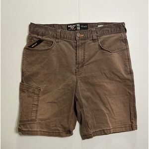 Ariat Rebar M4 Relaxed Men 33 Brown Utility Work Shorts Cotton Stretch 9 Inch